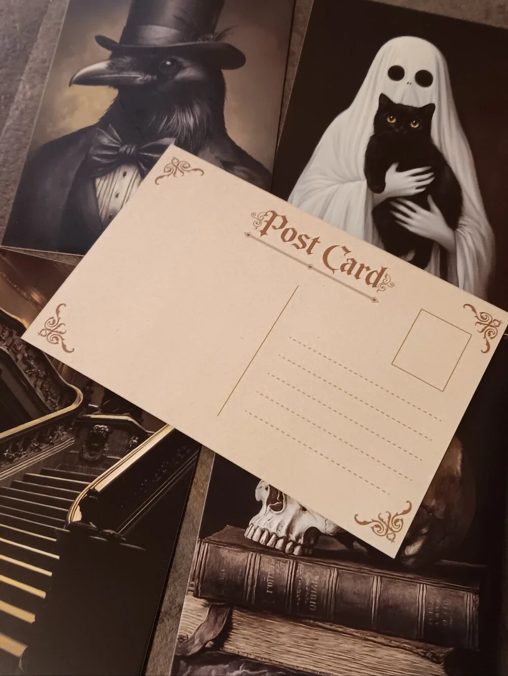 Dark Gothic Postcard Set Of 5, Academia Art Print Correspondence Notes 4x6